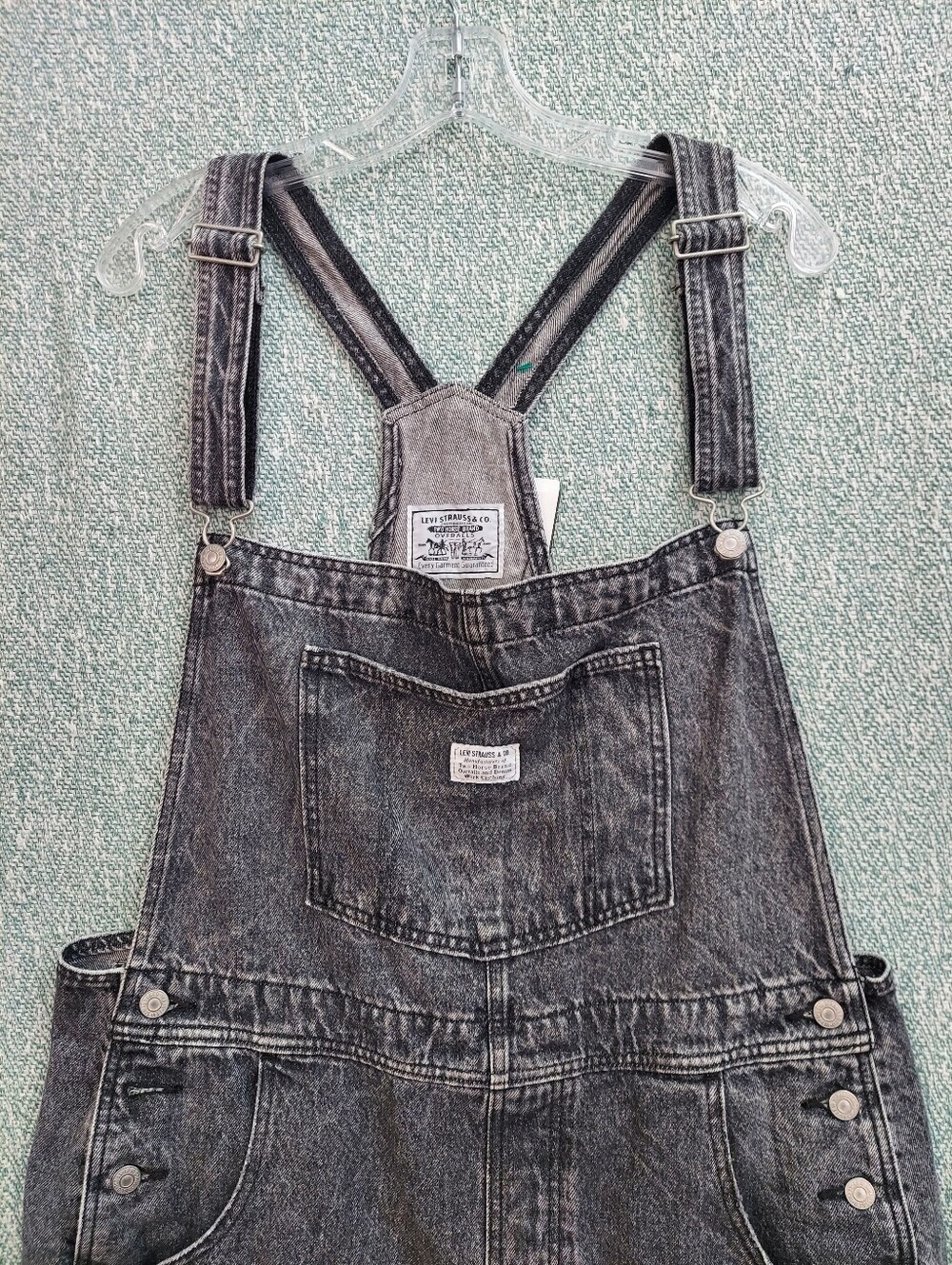 Levi's Washed Black Denim Cut-off Overalls, Womens, Size Xl - Picture 2 of 8